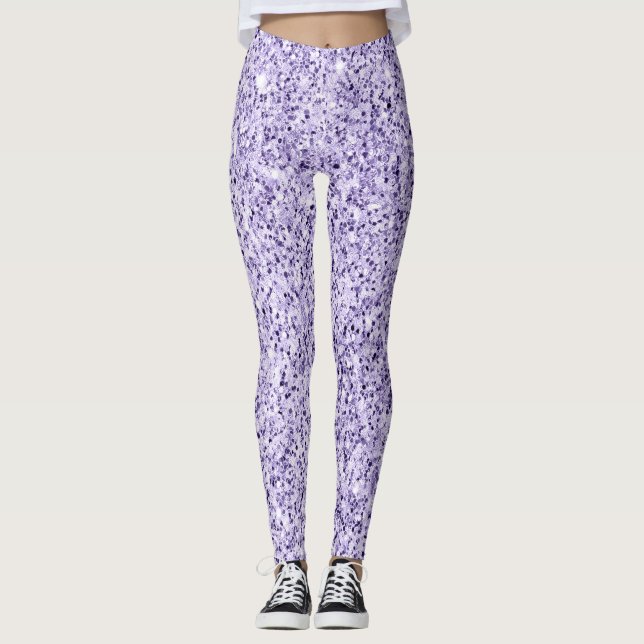 Legging Brilho de purpurina roxa de luz ultra violeta (Frente)