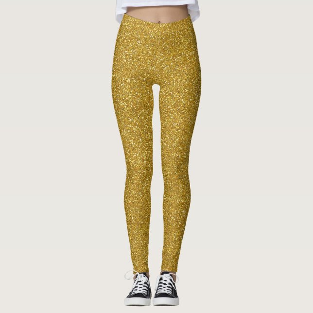 Legging Brilho Dourado do feriado All Over (Frente)
