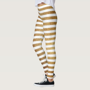 Legging Brilho dourado e tiras brancas