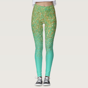 Legging Brilho Dourado & Lantejoulas Aqua Glam
