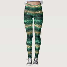 Legging Brilho Dourado Verde Dia de São Patrício Brilho