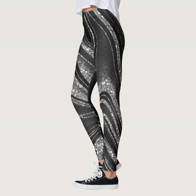 Legging Brilho Em Preto Shimmer (Esquerda)