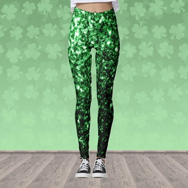 Legging Brilho falso verde escuro (Stand out in the gym with our breathable sparkly leggings in many different colors!)