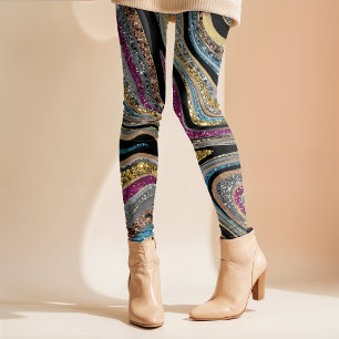 Legging Brilho Glam Glitter arte mármore feminino cinza