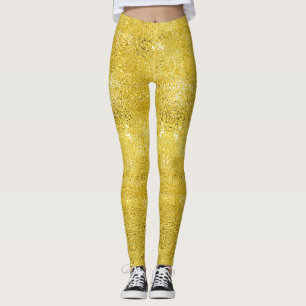 Legging Brilho glamoroso e padrão dourado falso