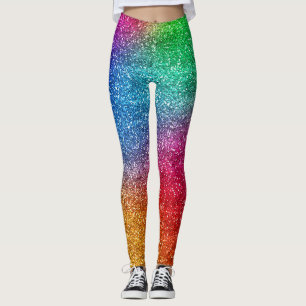 Legging Brilho Gradiente Arco-íris Lantejoulas
