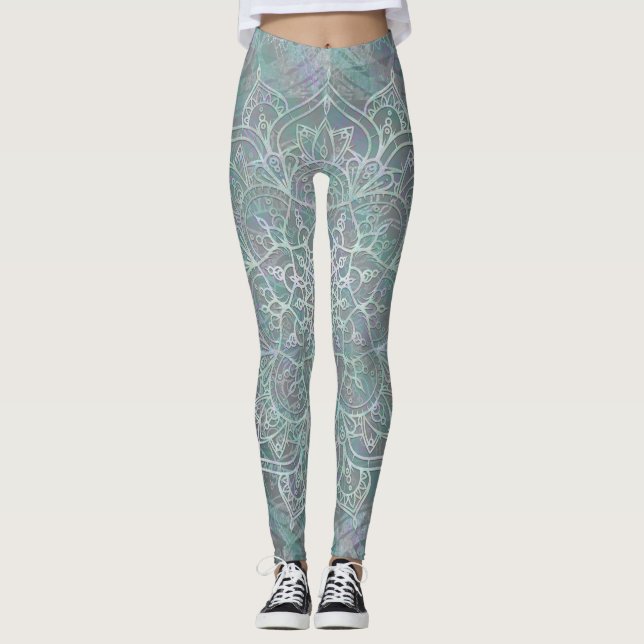 Legging Brilho Iridescente Mandala Boho Chic (Frente)