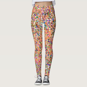Legging Brilho moderno #5 do grão do mosaico multicolorid