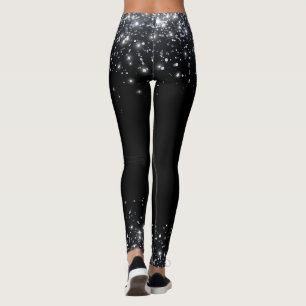 Legging Brilho preto e prata moderno