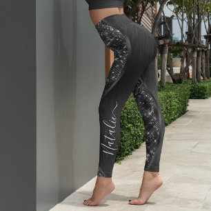 Legging Brilho Preto Metálico Personalizado