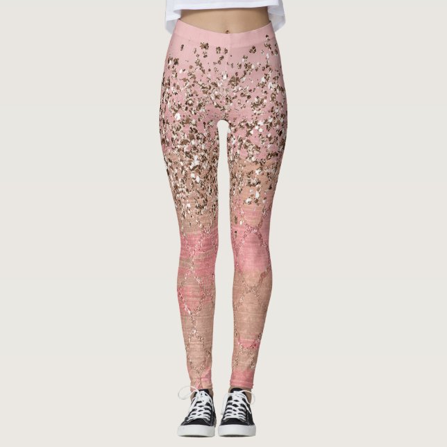Legging Brilho Rosa Bege Marroquina Princesa Indiana Glam (Frente)