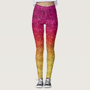 Legging Brilho Rosa Escuro e Amarelo Gradiente Glitter Lic