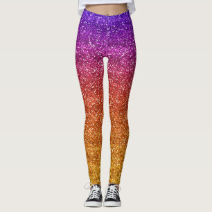 Legging Brilho Roxo e Laranja Gradiente Glitter