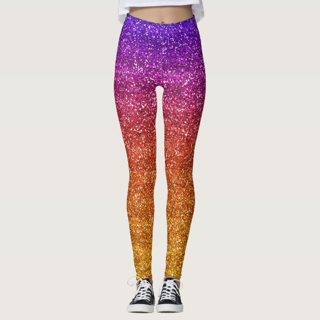 Legging Brilho Roxo e Laranja Gradiente Glitter (Frente)