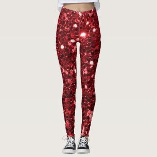Legging Brilho vermelho do falso