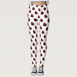 Legging Brilho Vermelho Glamour brilha padrão de Coração b