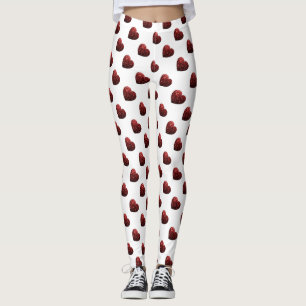 Legging Brilho Vermelho Glamour brilha padrão de Coração b
