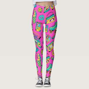 Legging Brincadeira dos anos 80 Retro Colorido Brilhante N