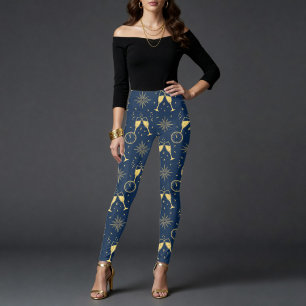 Legging Brinde de Champanhe à Meia-Noite Ano Novo