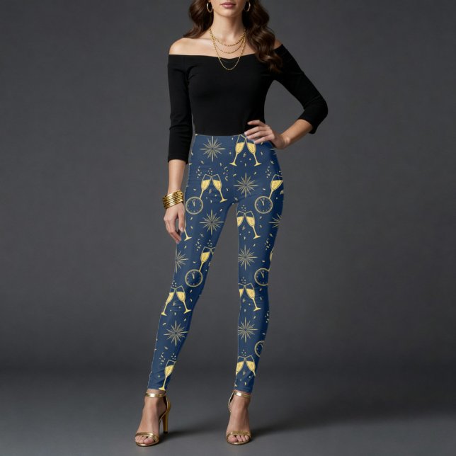 Legging Brinde de Champanhe à Meia-Noite Ano Novo (Criador carregado)