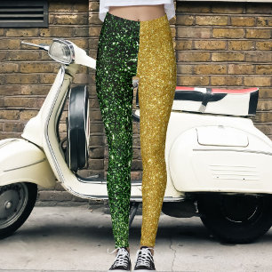 Legging Brito Moderno Verde Dourado Brilhante brilha color