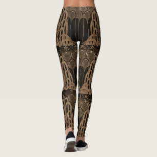 Legging Bronze,preto,deco de arte, art nouveau, floral,pad