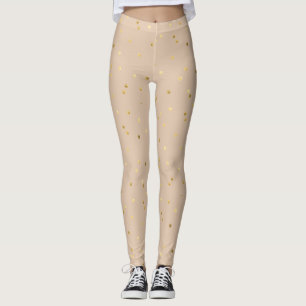 Legging Bronzeado com pontos de círculo Dourados brilhante