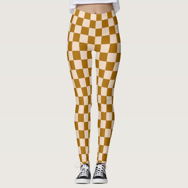 Legging Brown and beige checkerboard pattern (Frente)