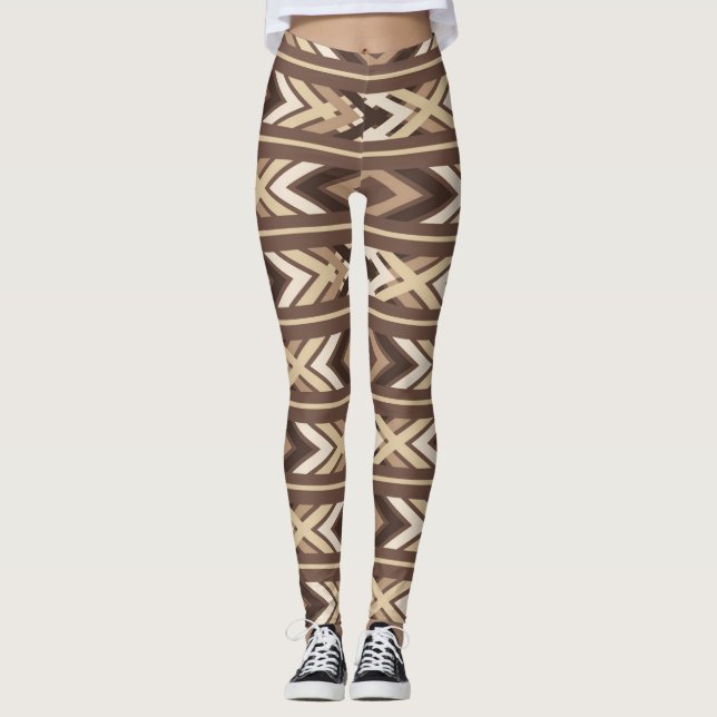 Legging Brown Aztec Tribal Native American (Frente)