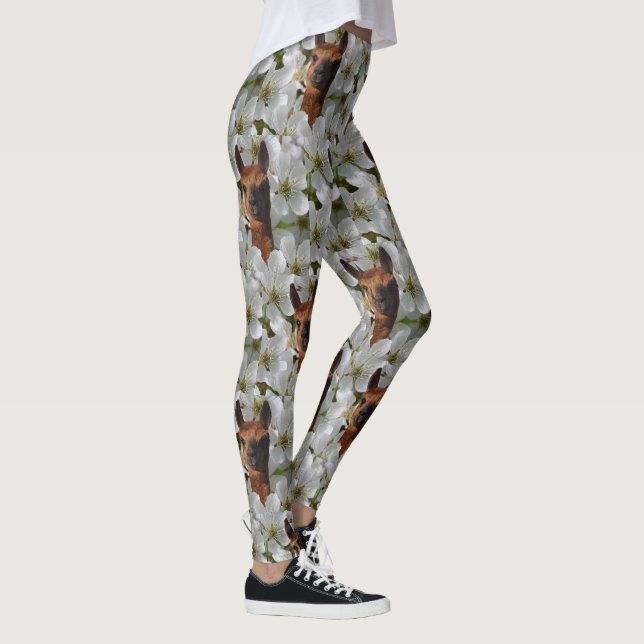 Legging Brown Young Alpaca Em Blossomas Brancos, (Direita)