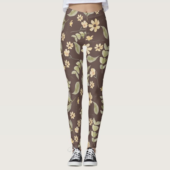 Legging Brrown Whimsy Retro Floral  (Frente)