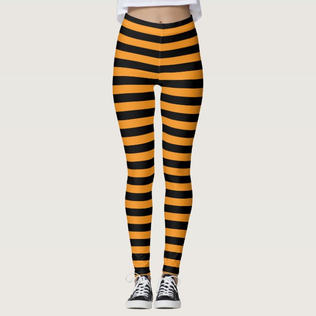 Legging Bruxa de Halloween Laranja e Preta (Frente)