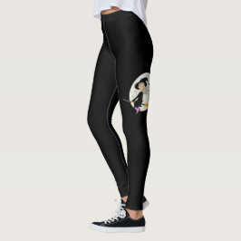 Legging Bruxa De Halloween Voando Pelo Negro Da Lua