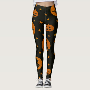 Legging Bruxas Voadoras e Abóboras Flutuantes Preto 