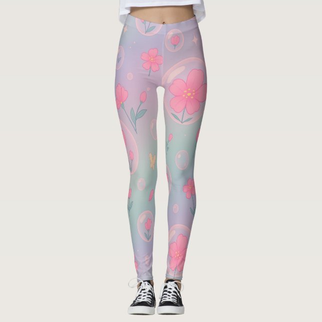 Legging Bubble Bloom Garden – Pastel Floral Pattern for Gi (Frente)