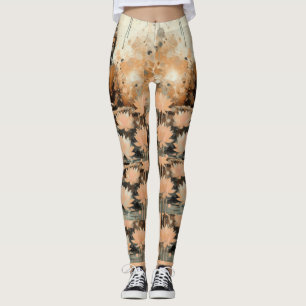 LEGGING BUDDHA NO CAMPO DE LÂMINAS DE LOTO