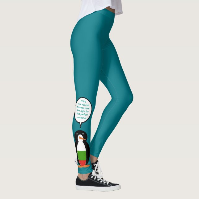 Legging Búlgara falando Sra. Penguin Personalizada (Direita)
