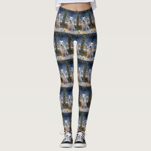 Legging Bull Terrier com Luzes de Natal Feriado