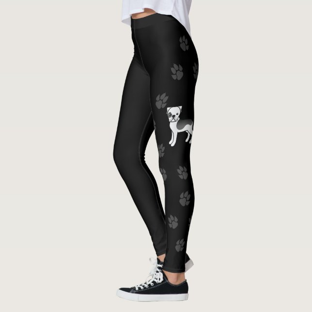 Legging Bulldogue Americano Preto Piebald Cachorro Fofo &  (Esquerda)