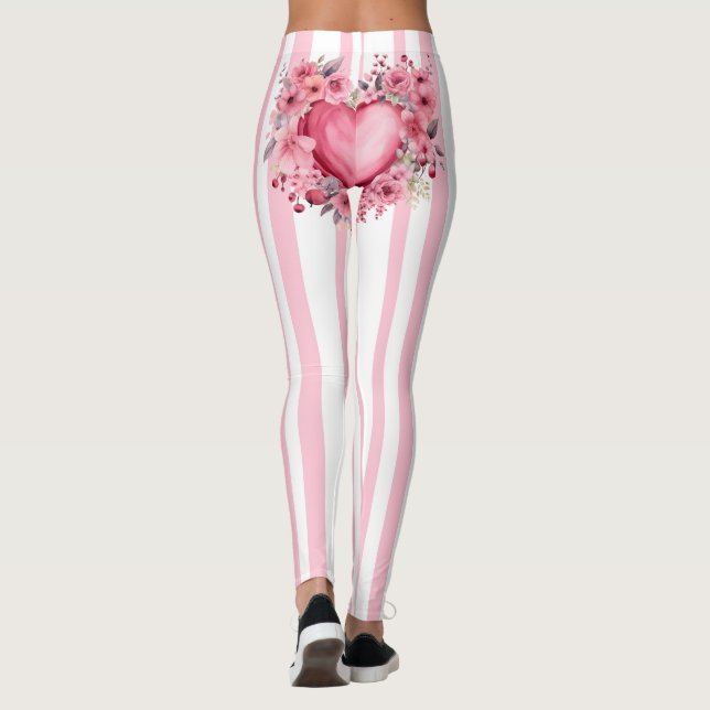 Legging Bumbum de Coração, Striping Rosa (Verso)