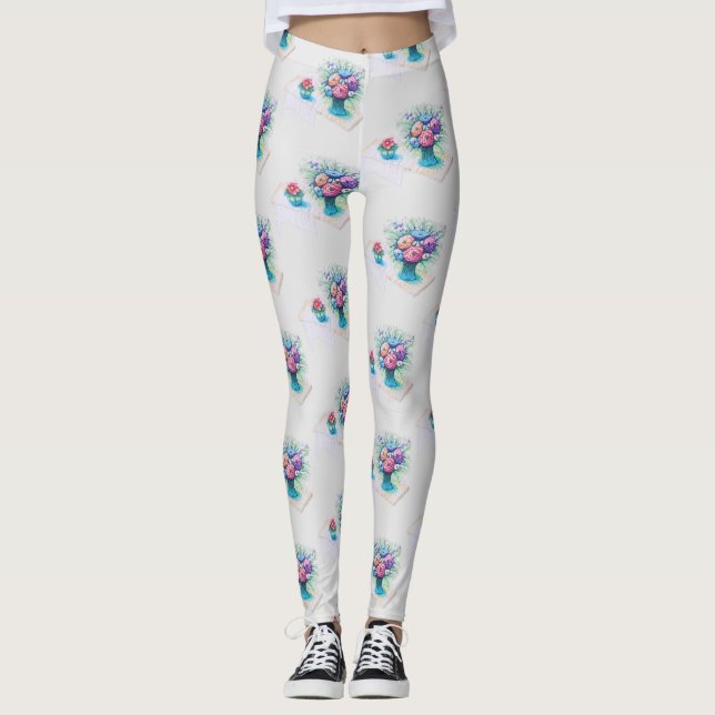 Legging Buquê de flores colorido e vibrante (Frente)