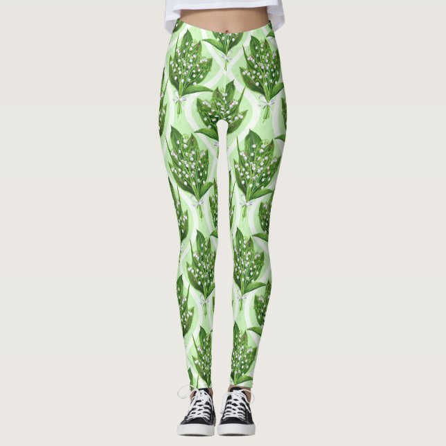 Legging Buquê de lilly das flores do vale em verde (Frente)
