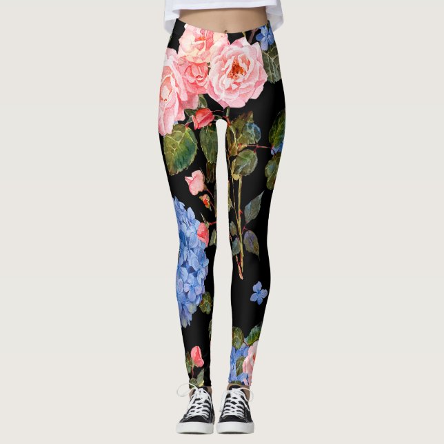 Legging Buquê de rosas rosa vitoriano. (Frente)