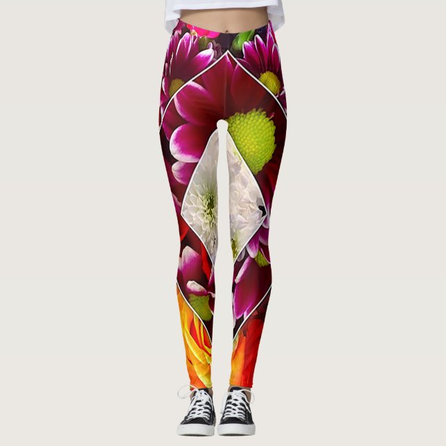 Legging Buquê dos bot flor" das caneleiras da flor da "da (Frente)