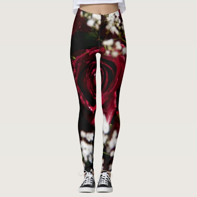 Legging buquê Rosa vermelha (Frente)