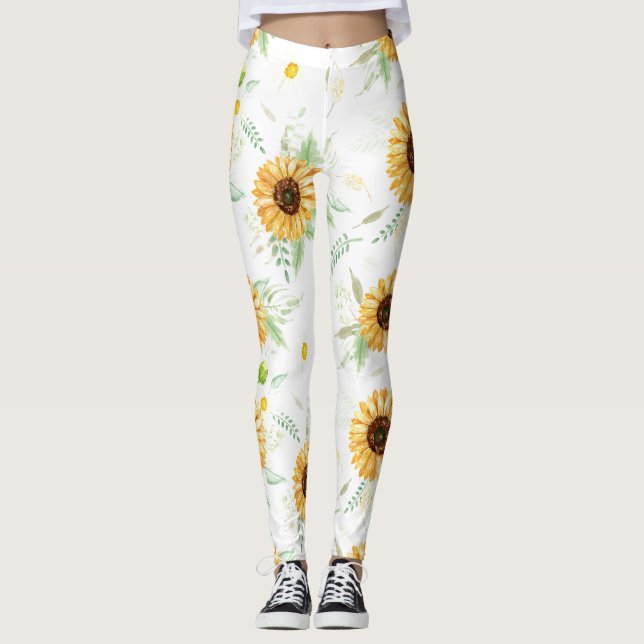 Legging Buquês de girassol e margarida (Frente)