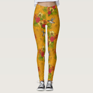 Legging Buquês tropicais e beija-flores 2