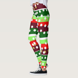 Legging Burgundy and Emerald Golden Polka Dots Christmas 