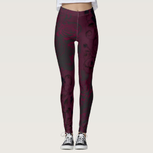 Legging Burgundy & Black Dark Garden Glamour Gótico