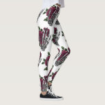 Legging Burgundy Floral Skeleton Gótico<br><div class="desc">Leggings florais de esqueleto floral gótico e branco.</div>